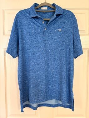 Peter Millar Blue Football Printed Short-Sleeve Polo